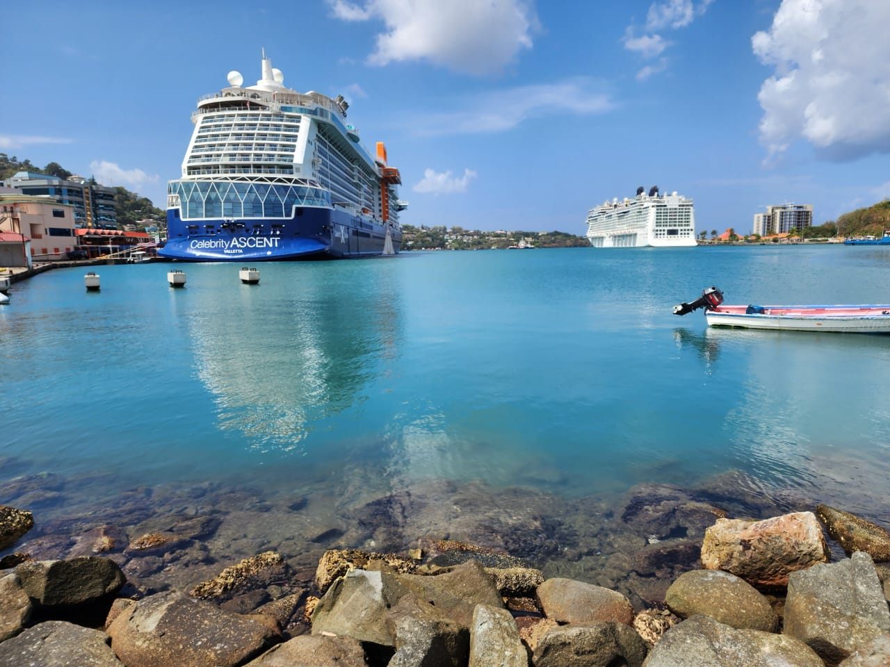 Cruise ships docked in Castries harbour, Saint Lucia